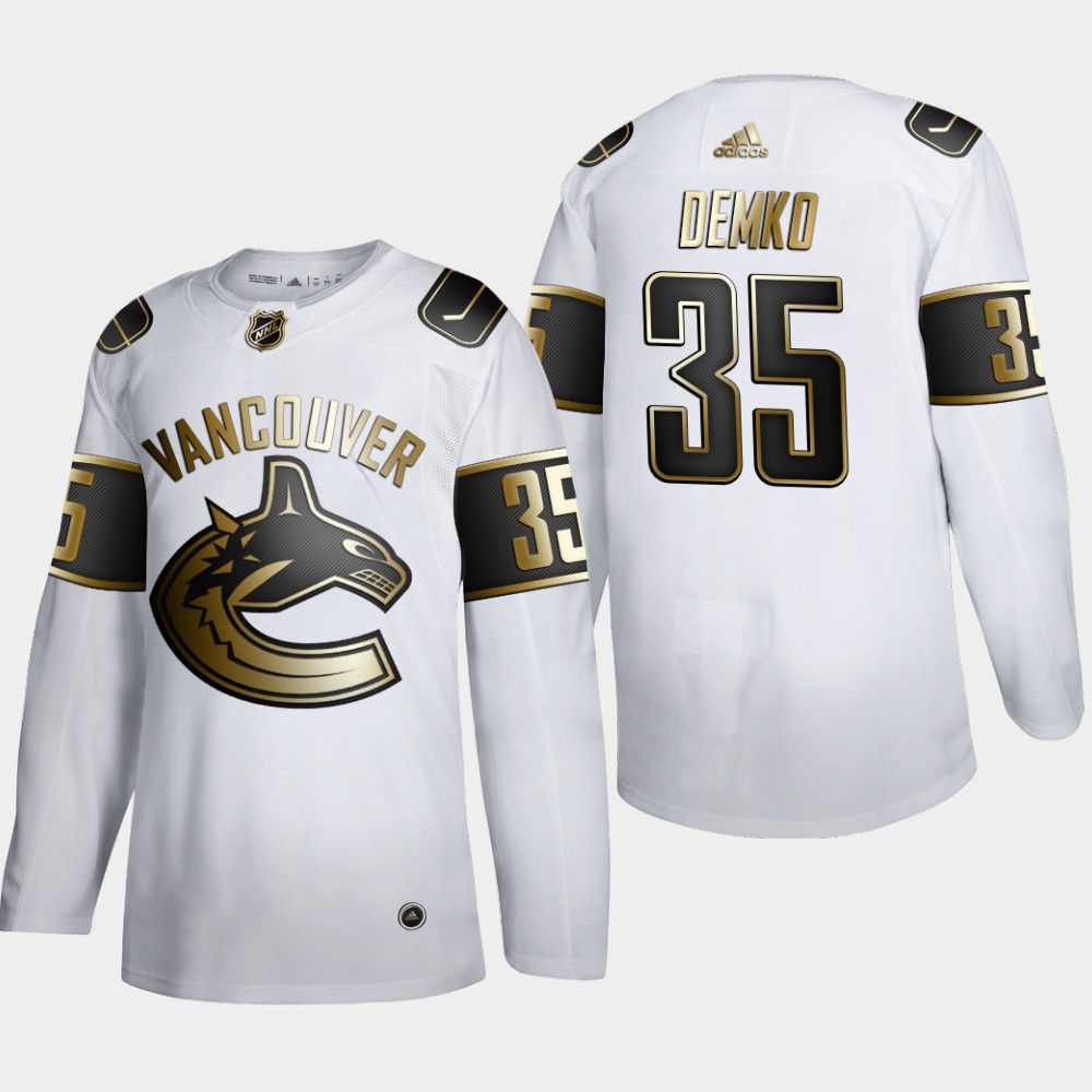 Men Vancouver Canucks #35 Thatcher Demko Adidas White Golden Edition Limited Stitched NHL Jersey